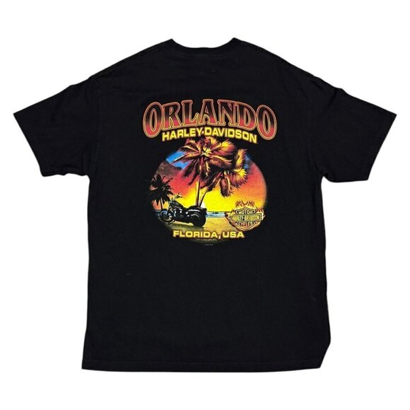 Harley Davidson Motorcycle Flames Orlando Florida Biker Tee Shirt Mens XL - Picture 2 of 5